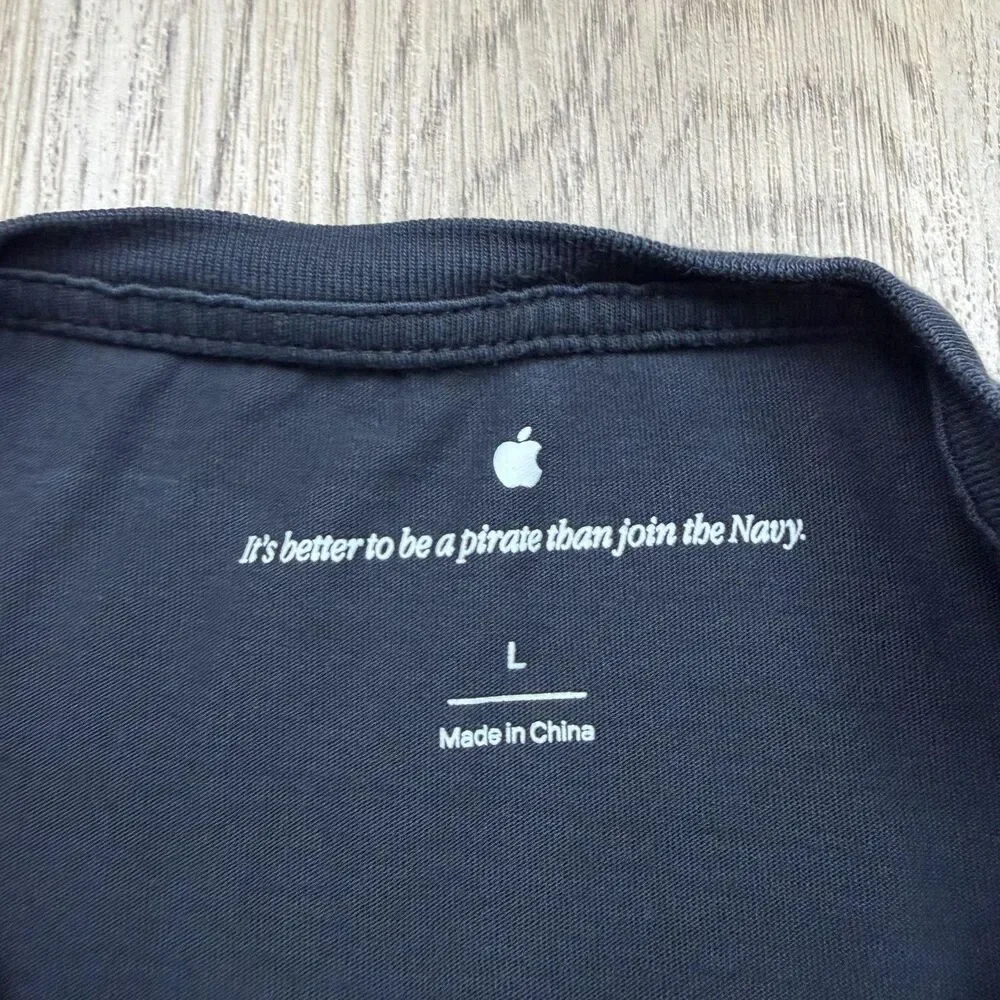 Apple Shirt Mens Large Black Pirate Skull It's Better To Be A Pirate Tee